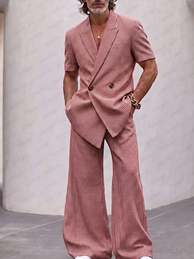 Vintage Smart Casual Plaid Matching Set