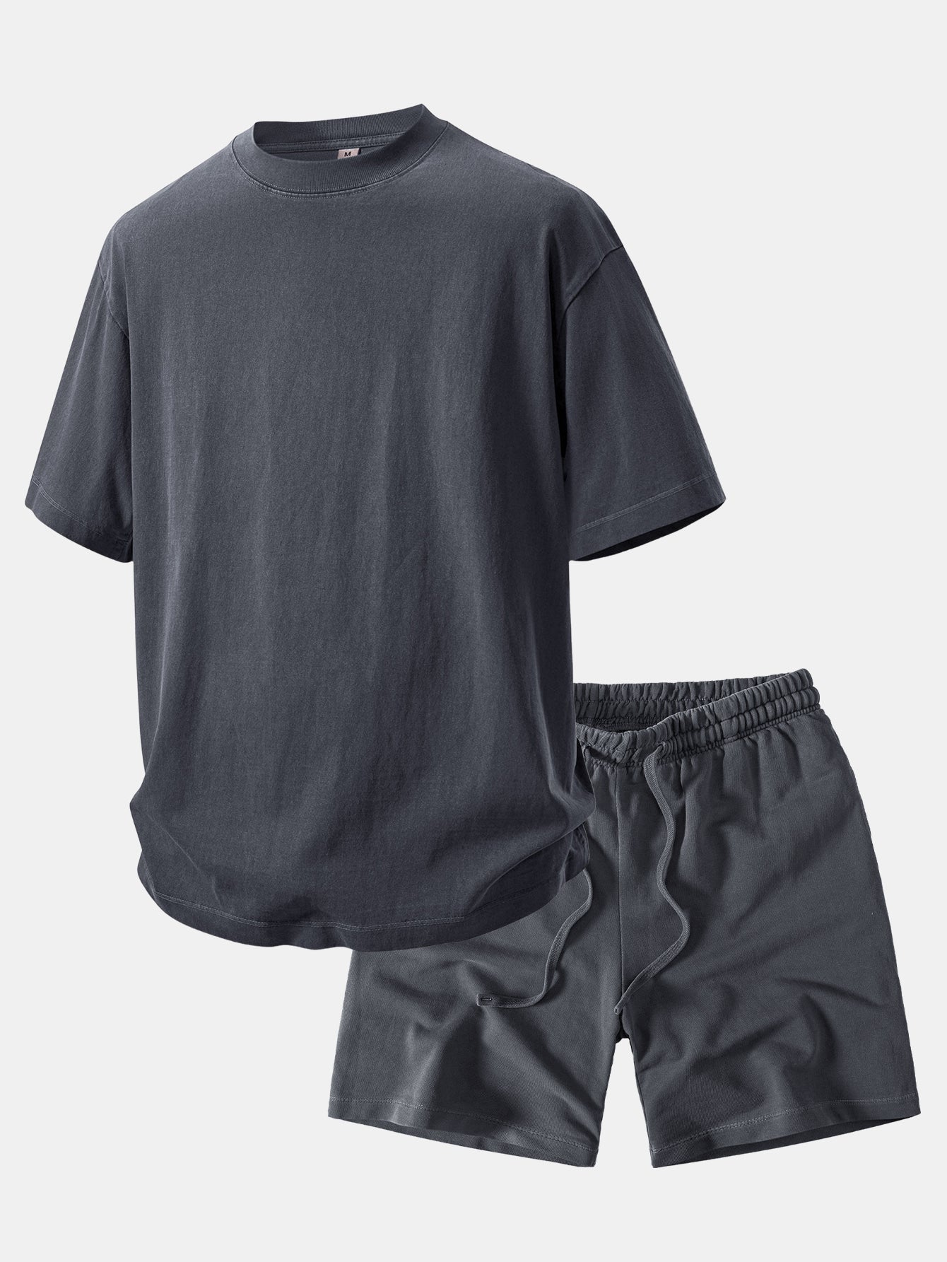 Heavyweight Washed Drop Shoulder T-Shirt & Distressed Shorts Set