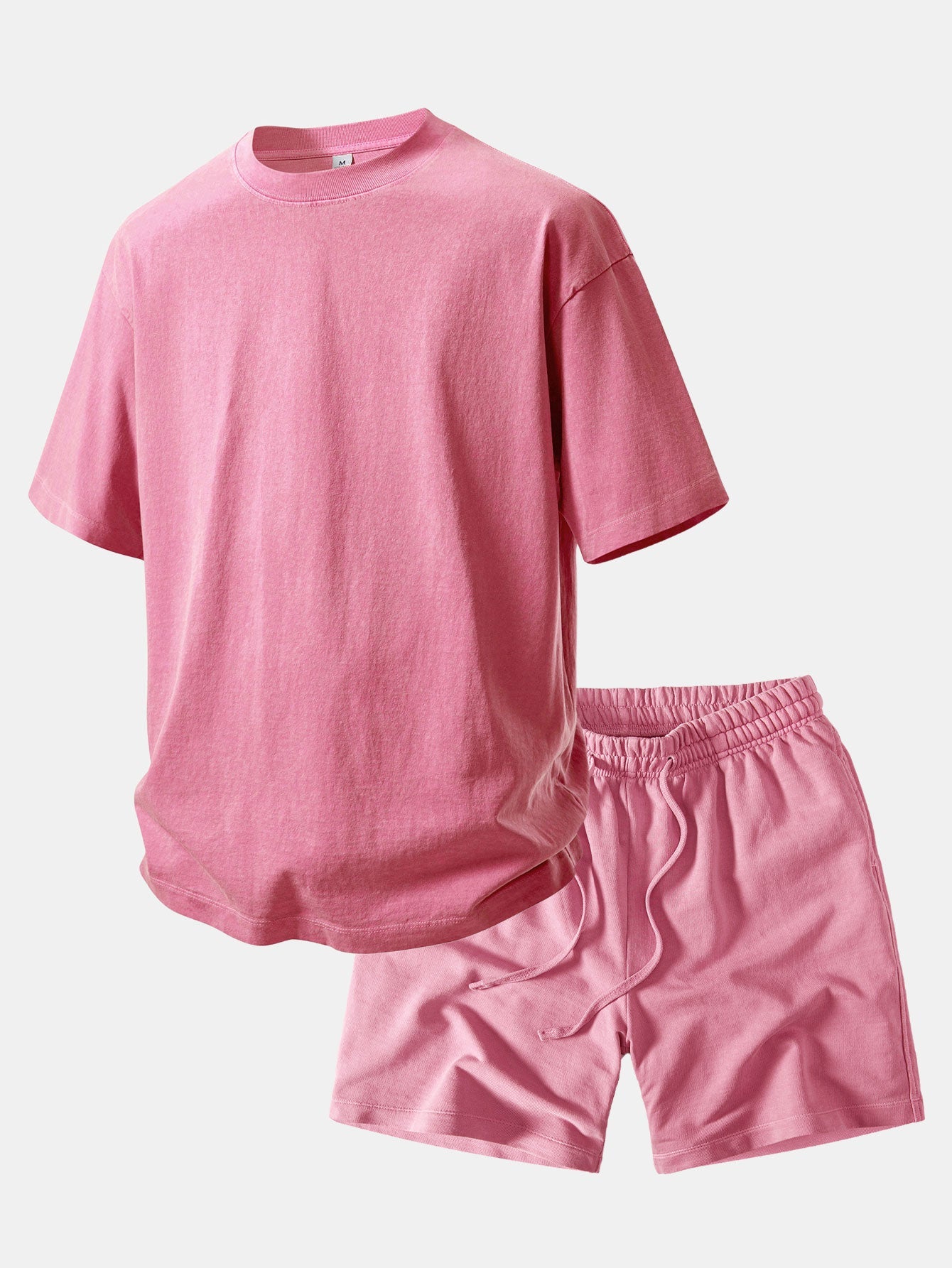 Heavyweight Washed Drop Shoulder T-Shirt & Distressed Shorts Set