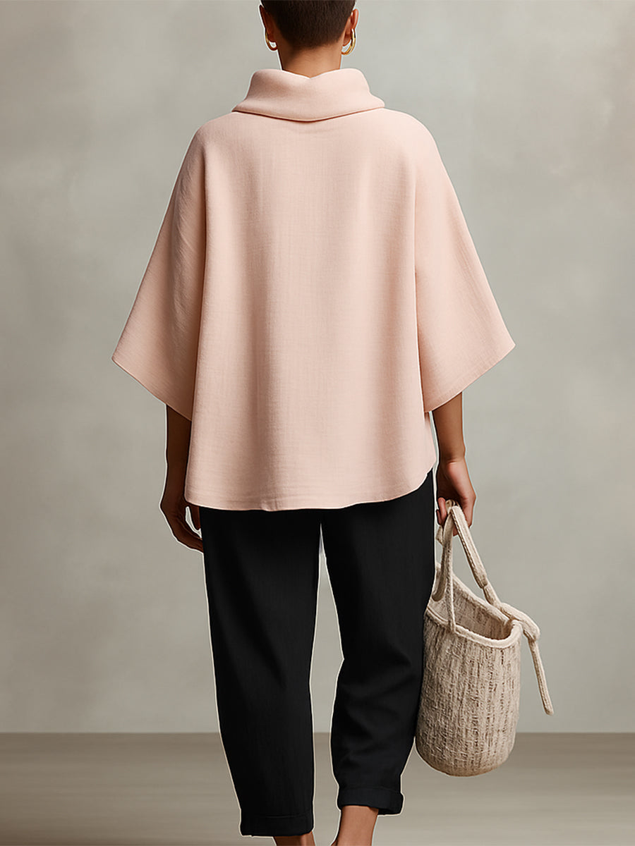 Pink Bohemian Tie Pocket Straight-Leg Two-Piece Set