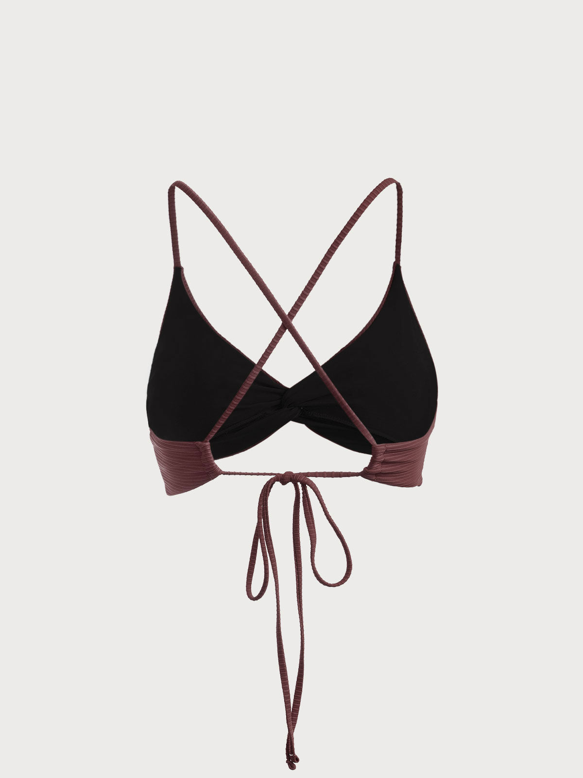 Brown Twist Backless Bikini Top