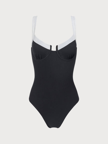 Contrast Trim Knotted One-Piece Swimsuit