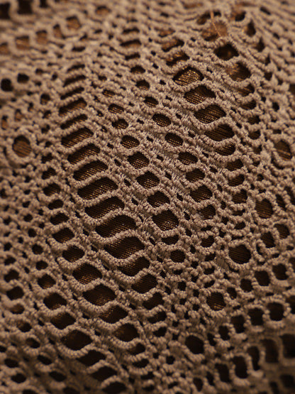 Brown Crochet Halter Triangle Bikini Top