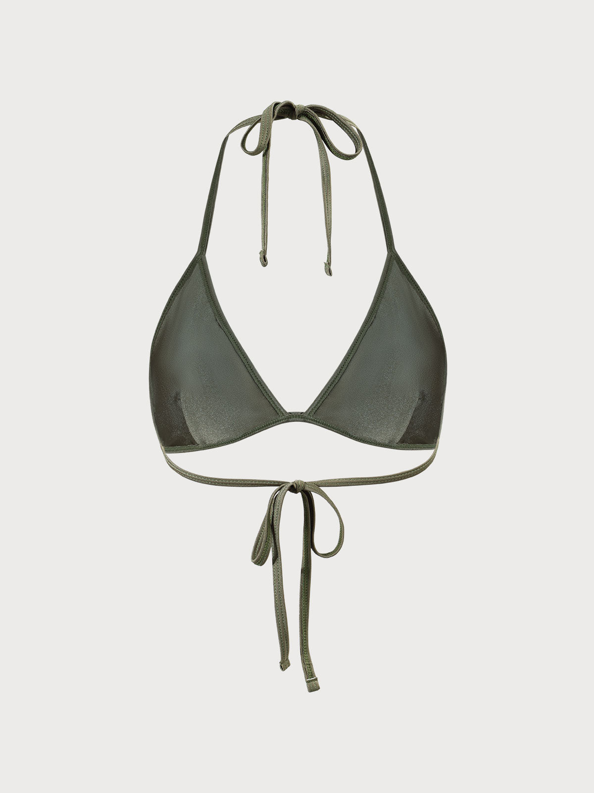 Army Green Crochet Halter Triangle Bikini Top