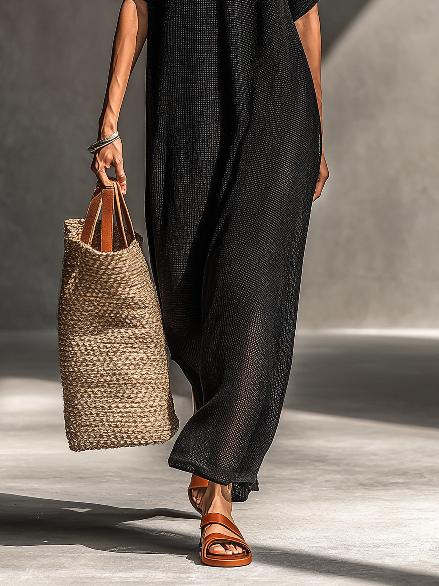 Sheer Knit Short Sleeve Maxi Dress