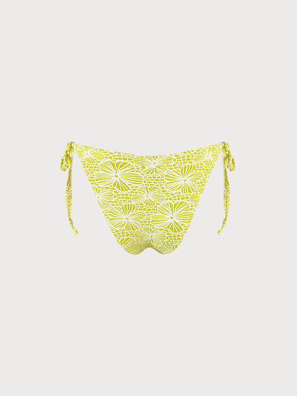 Floral Jacquard Tie Bikini Bottom