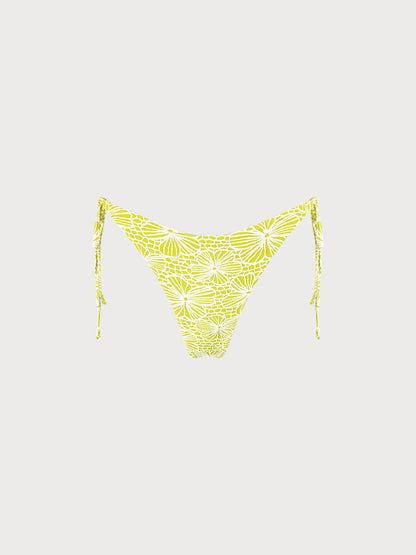 Floral Jacquard Tie Bikini Bottom