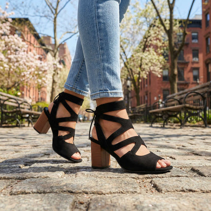 Amanda Lace-up Block Heel Sandal