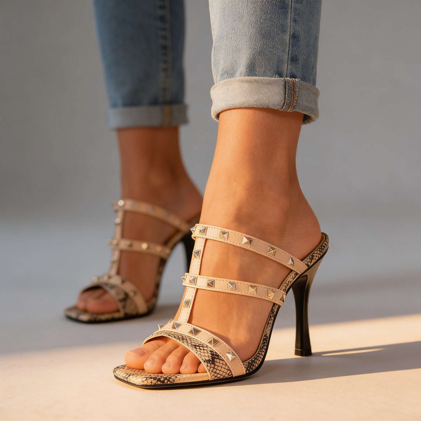 Natalie Studded Strap Heels