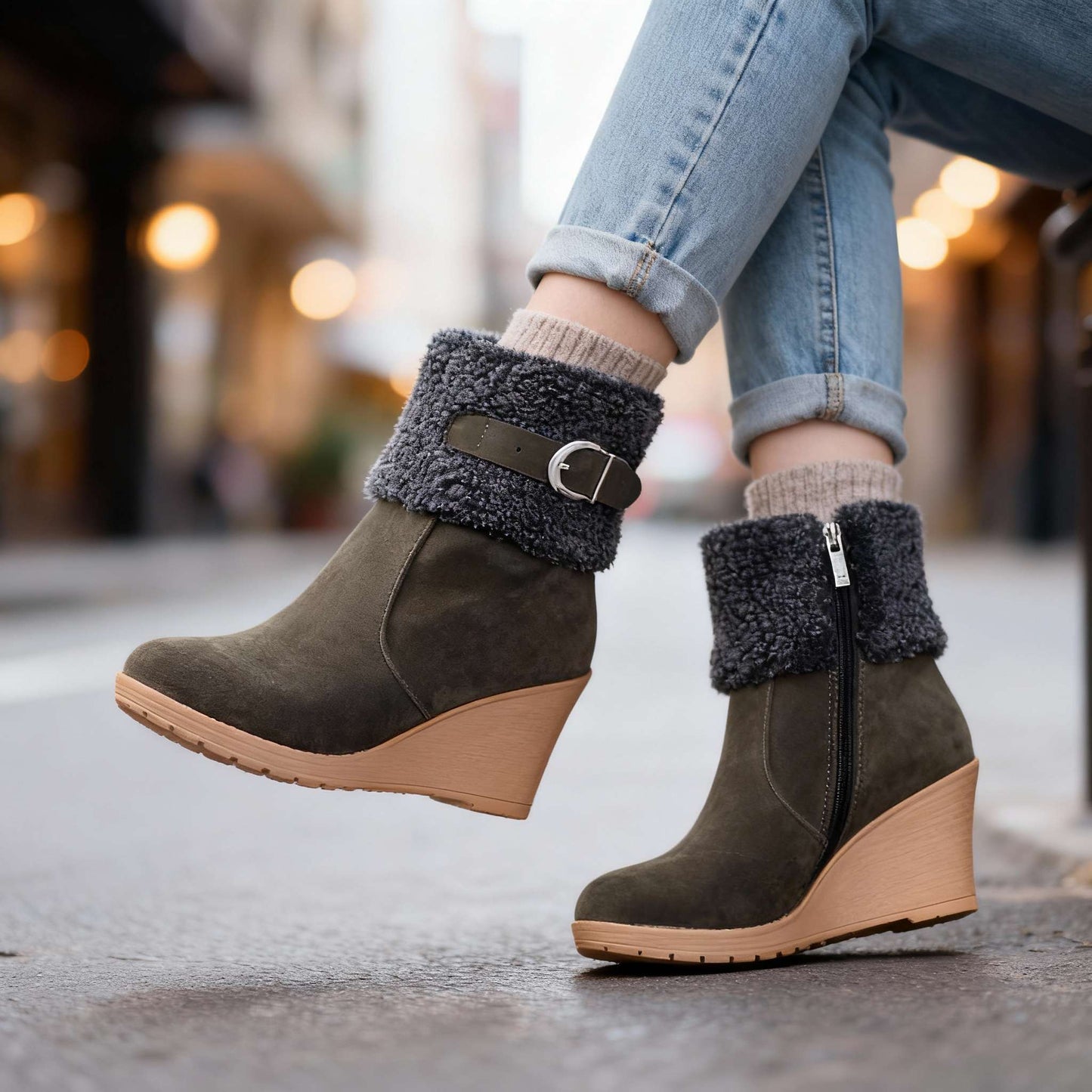 Jane Winter Wedge Boots