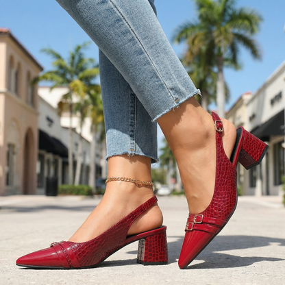 Amelia Croc Slingback Heels
