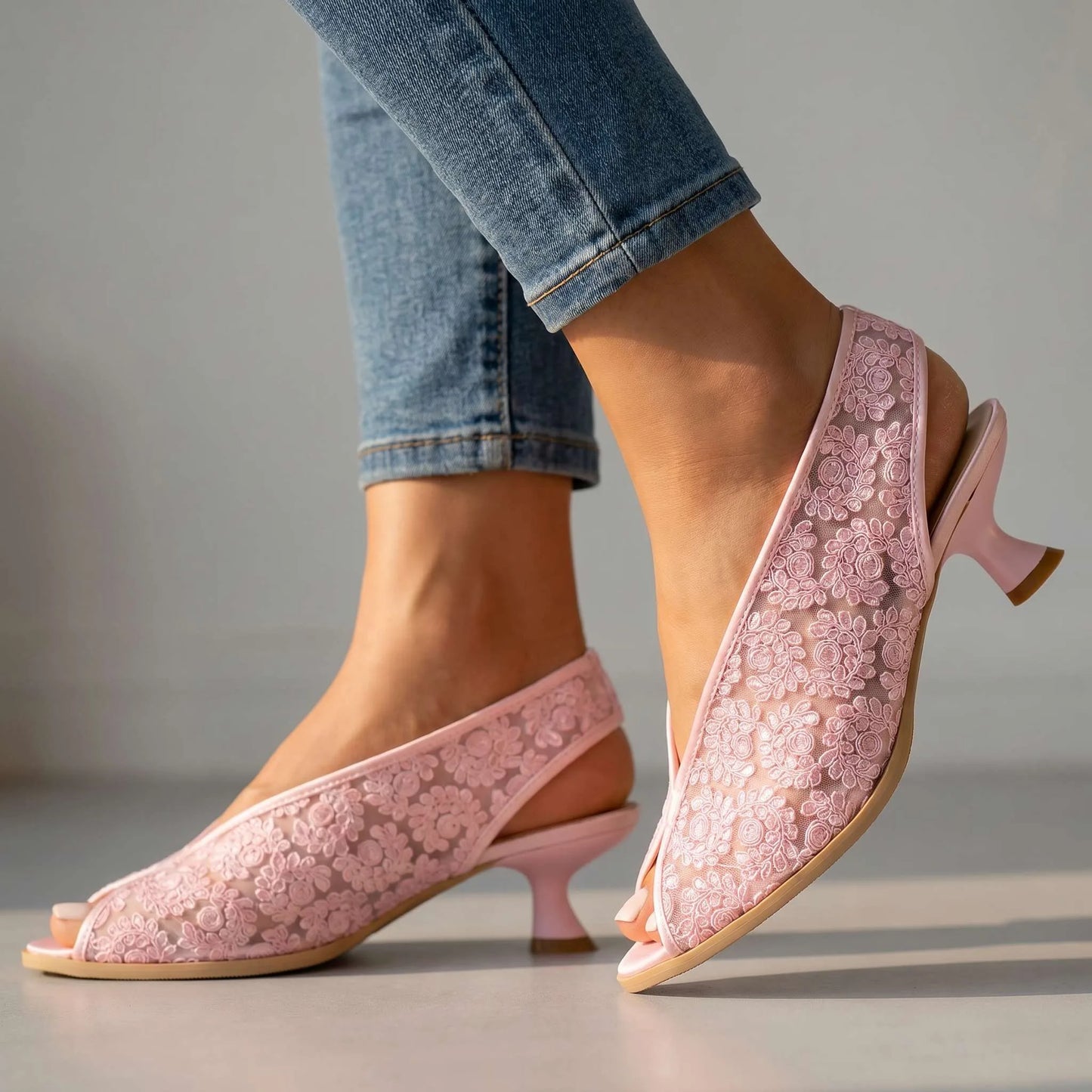 Gloriana Lace Slingback Heels