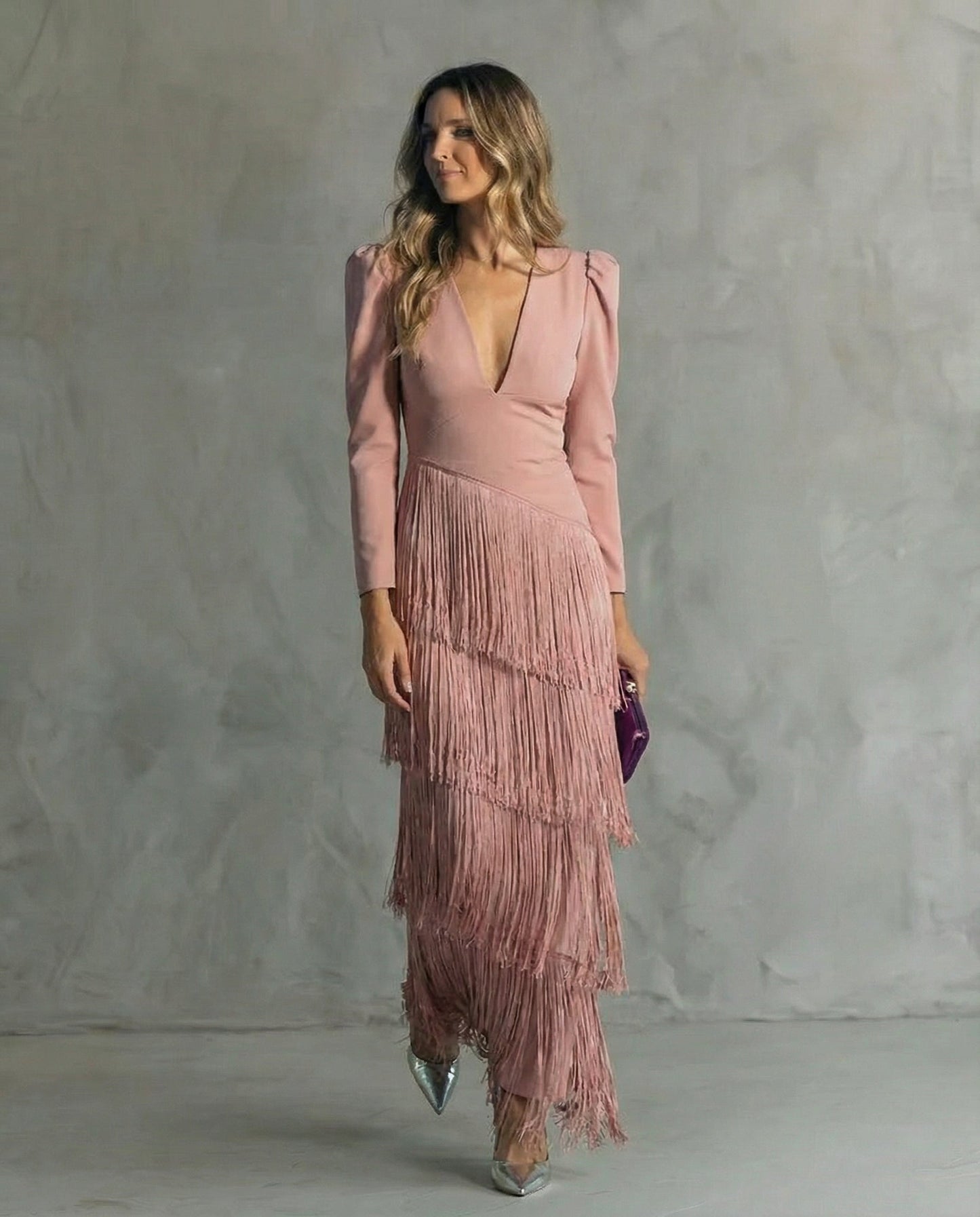 Chiara Elegant Fringe Sleeve Dress