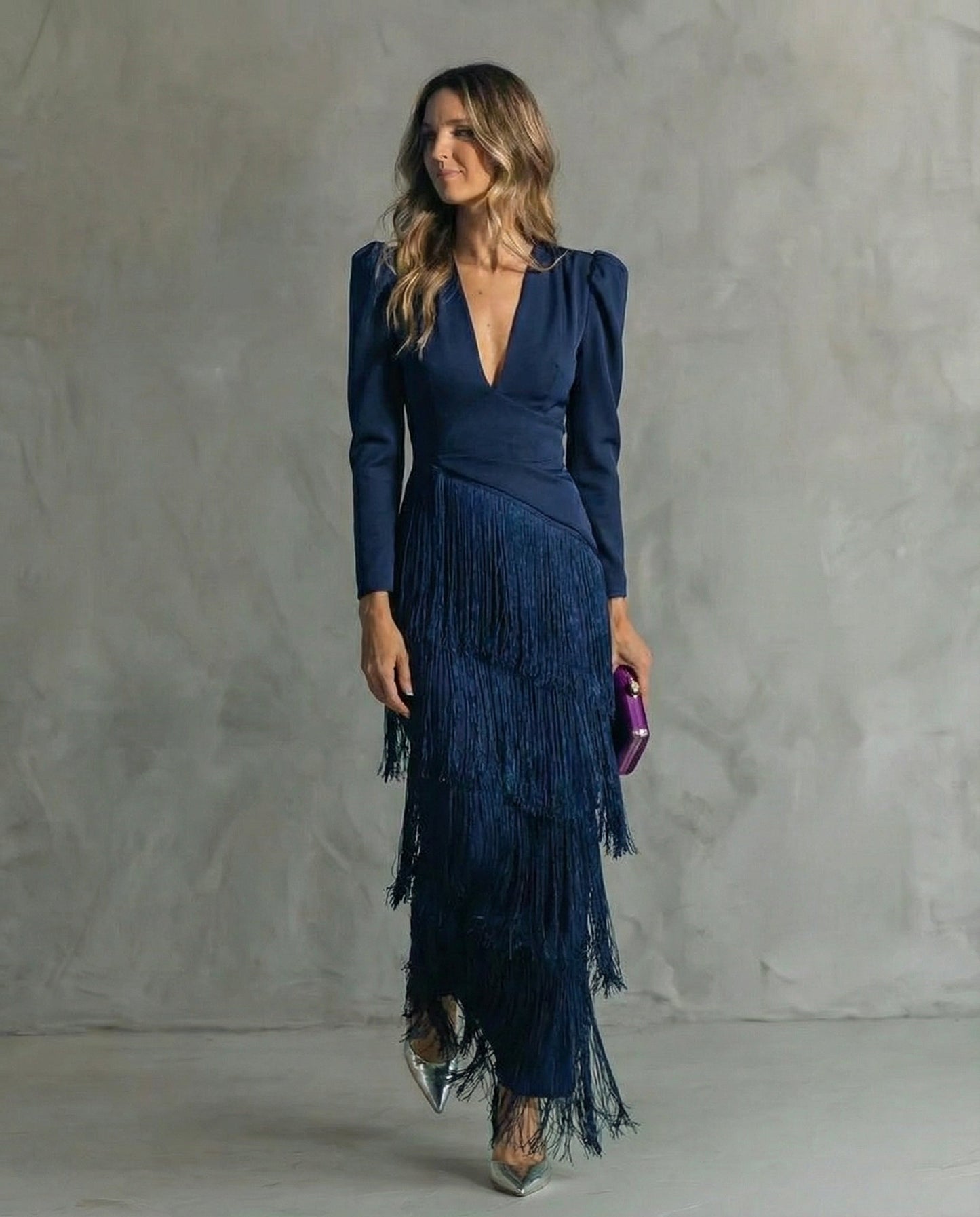 Chiara Elegant Fringe Sleeve Dress