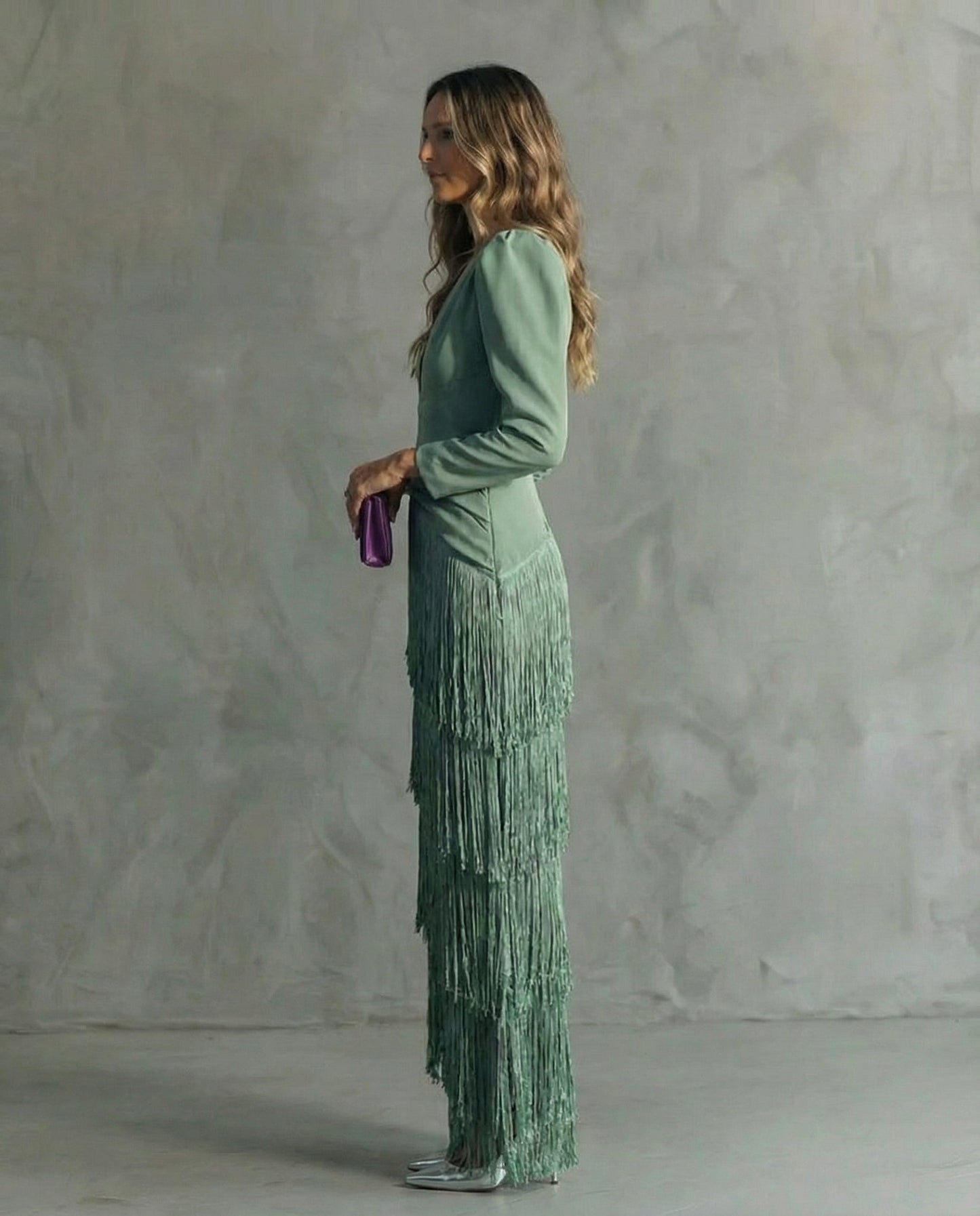 Chiara Elegant Fringe Sleeve Dress