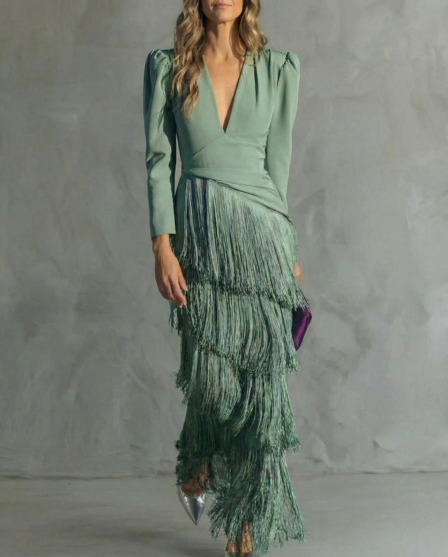 Chiara Elegant Fringe Sleeve Dress