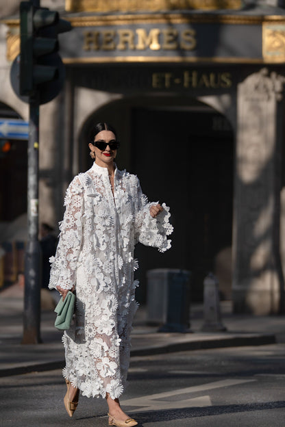 Abito Estelle in pizzo bianco