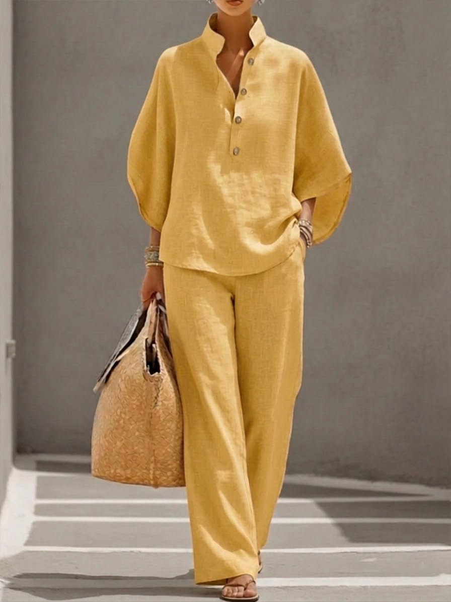 Mariel | Batwing sleeve suit with wide-leg pants
