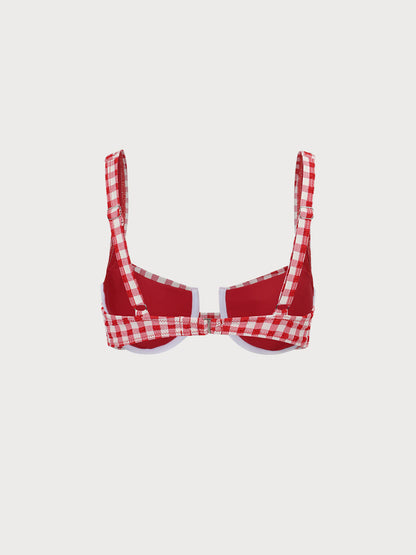 Red Gingham Underwire Bikini Top