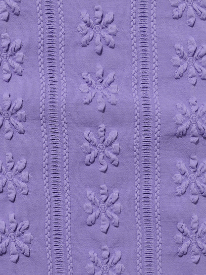Purple Jacquard Cut-Out One-Piece Swimsuit