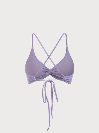 Purple Twist Backless Bikini Top
