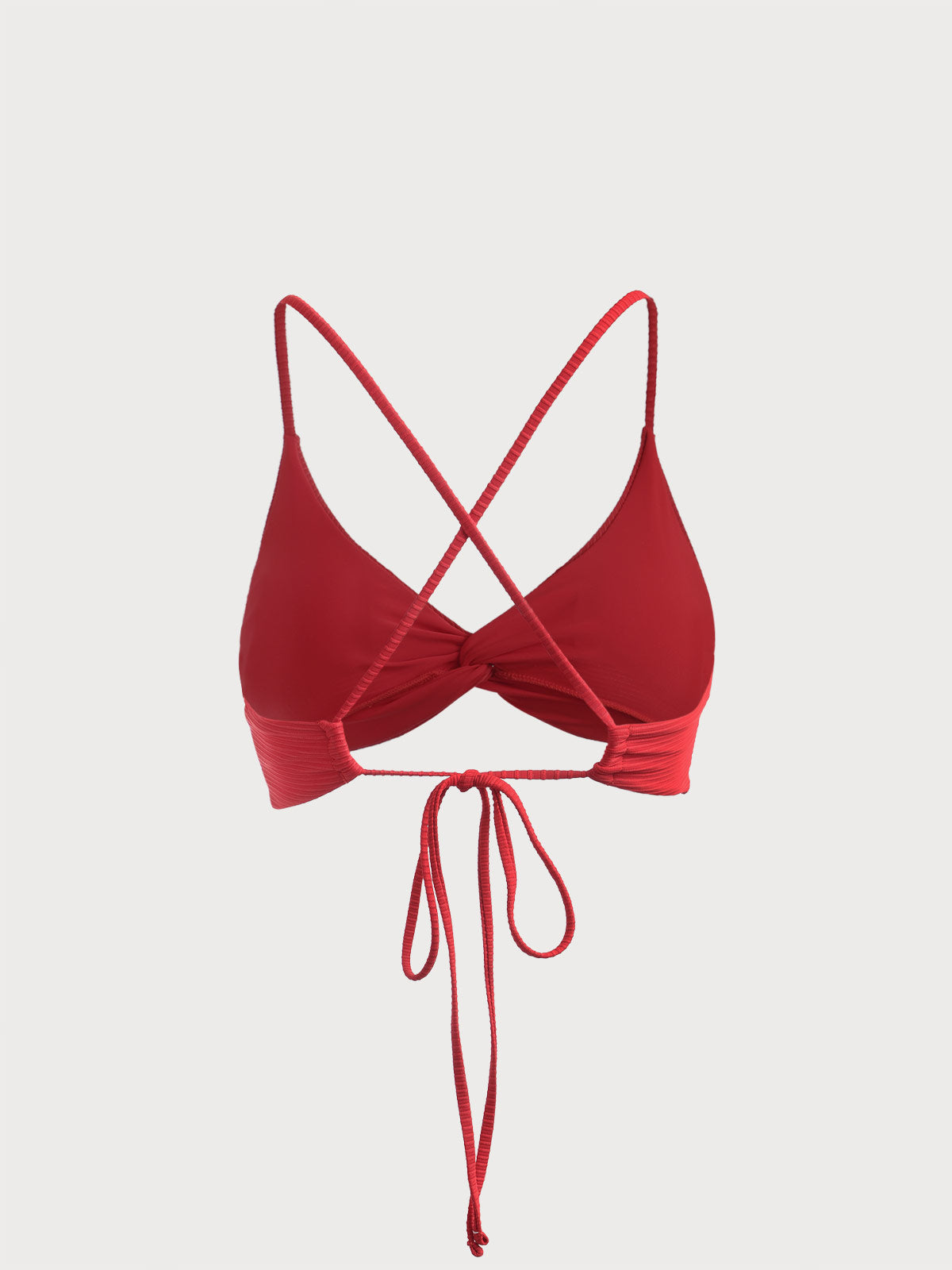 Red Twist Backless Bikini Top
