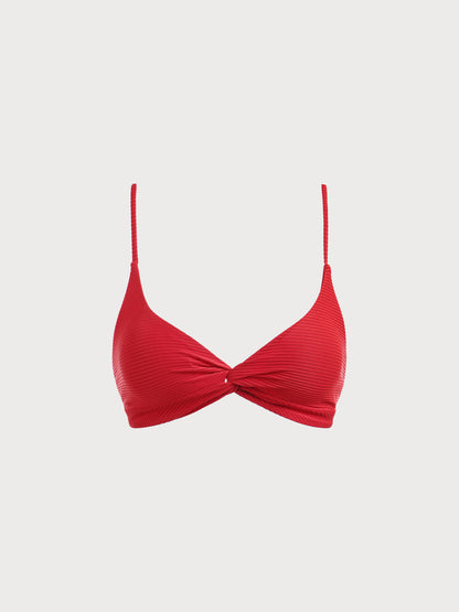 Red Twist Backless Bikini Top