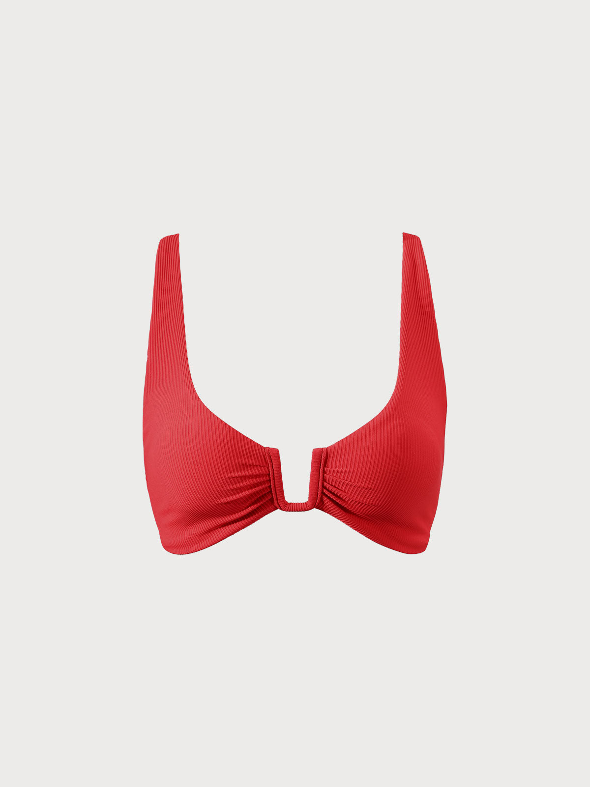Red U-Ring Cross Back Bikini Top