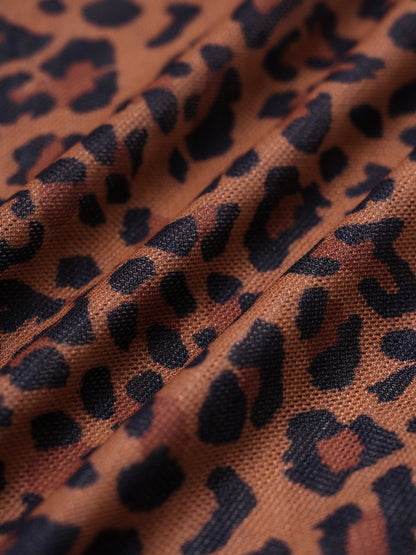 Dark Coffee Leopard Print Beach Dress