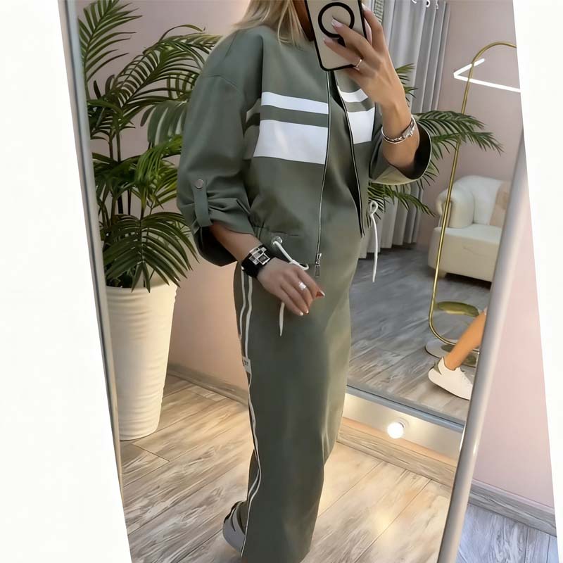 Stand Collar Jacket & Dress Set