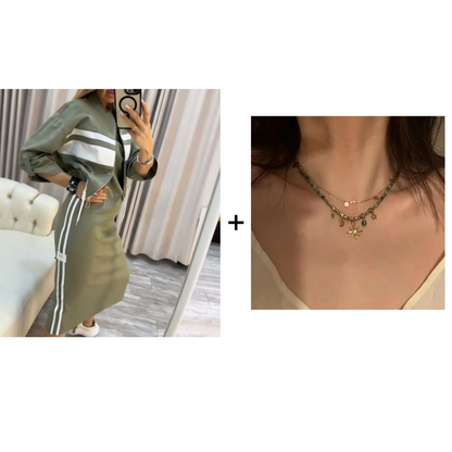 Stand Collar Jacket & Dress Set