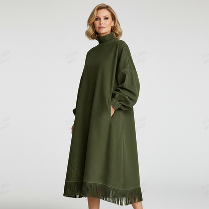 Solid Faux Suede Casual Dress