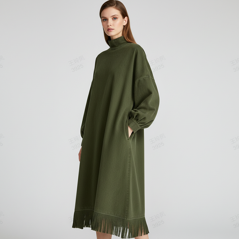 Solid Faux Suede Casual Dress