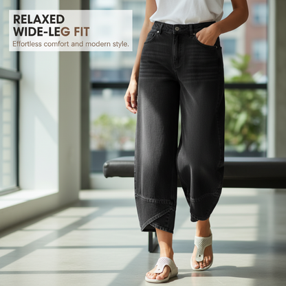 Casual Women's Jeans with Asymmetrical Hem & Loose Fit (S-3XL)