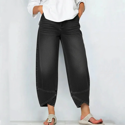 Casual Women's Jeans with Asymmetrical Hem & Loose Fit (S-3XL)