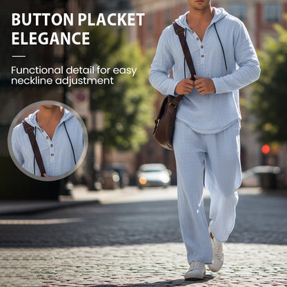 Men's 2-Piece Set: Loose Casual Hooded Top & Pants