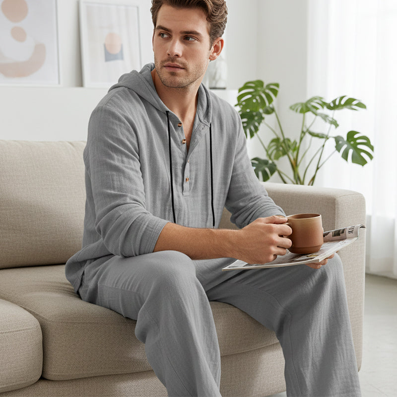 Men's 2-Piece Set: Loose Casual Hooded Top & Pants