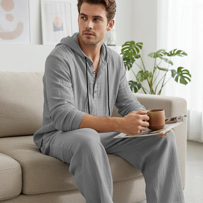 Men's 2-Piece Set: Loose Casual Hooded Top & Pants