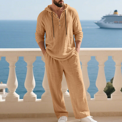 Men's 2-Piece Set: Loose Casual Hooded Top & Pants