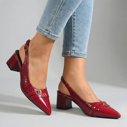 Amelia Croc Slingback Heels