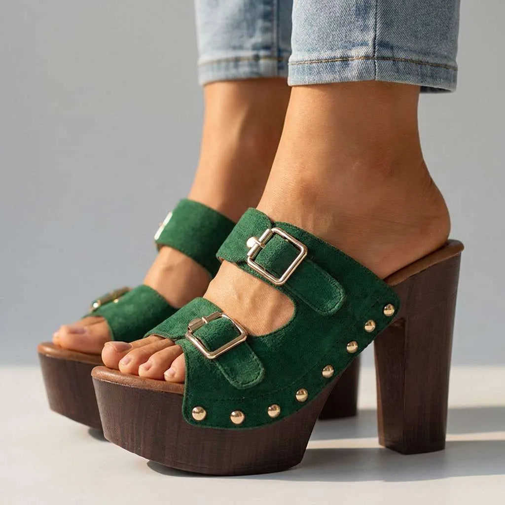 Vanessa Buckle Platform Slides