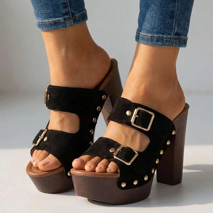 Vanessa Buckle Platform Slides