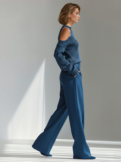 Lapel Single-Breasted Long-Sleeve Maxi Dress