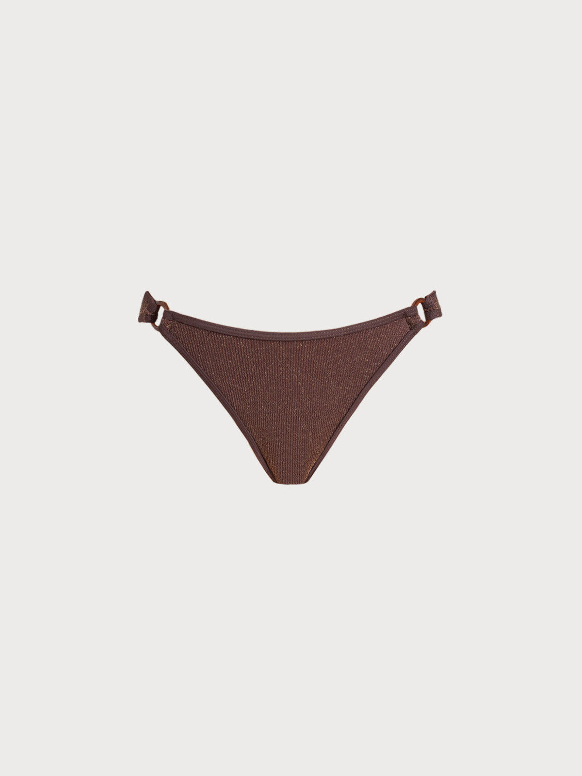 Dark Coffee Lurex O-Ring Bikini Bottom