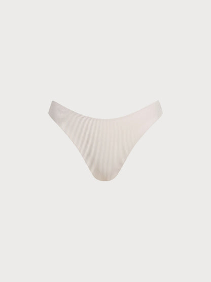 Off White Solid Bikini Bottom