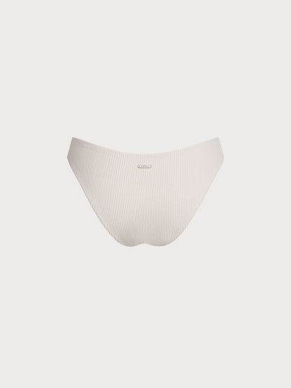 Off White Solid Bikini Bottom