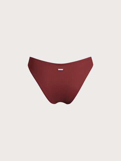 Wine Red Solid Bikini Bottom