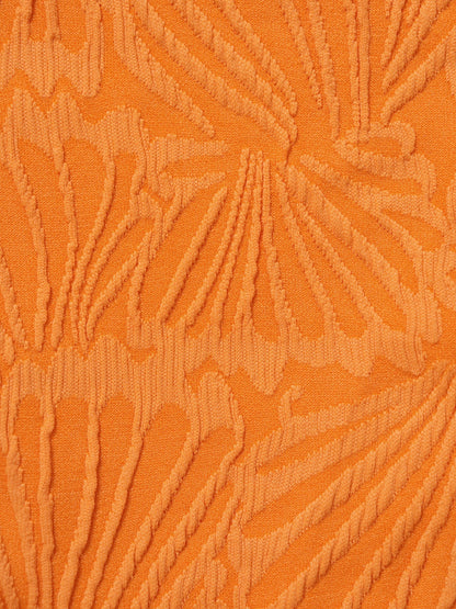 Orange Jacquard U-Ring Cross Back Bikini Top