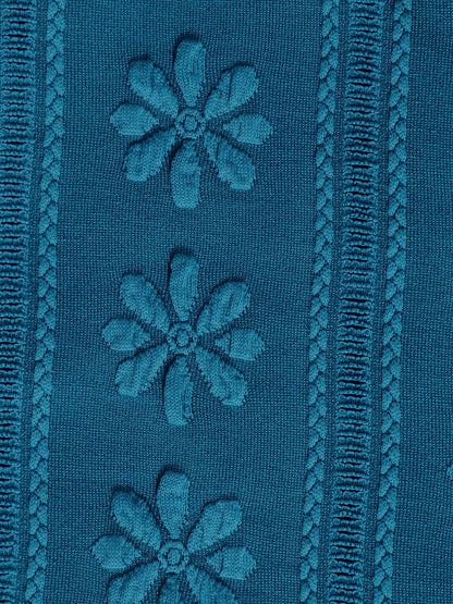 Blue Jacquard Knot Bikini Top