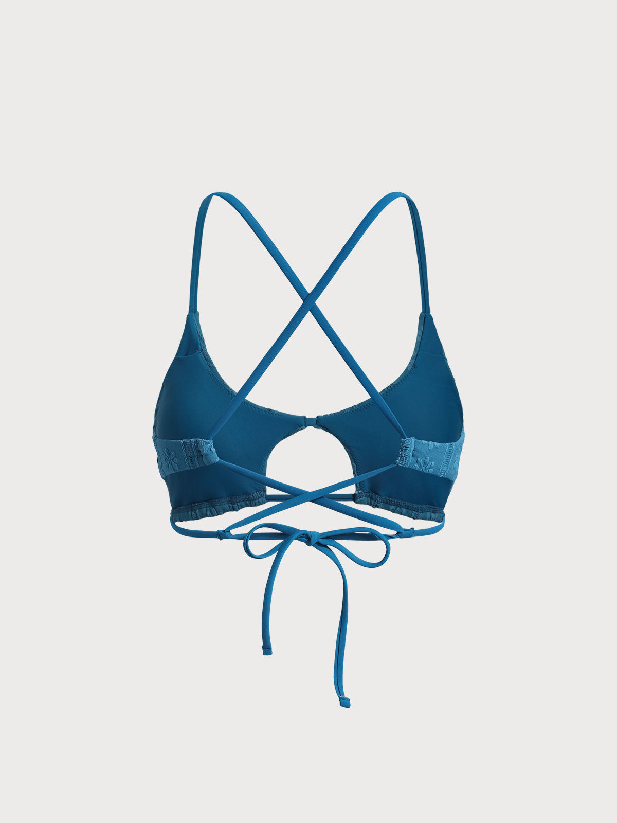 Blue Jacquard Cut Out Bikini Top
